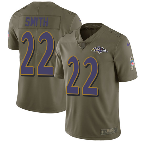 Nike Ravens #22 Jimmy Smith Olive Men's Stitched NFL Limited Salute To Service Jersey